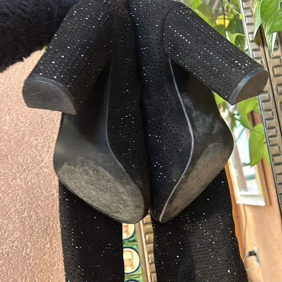 90’s Fashion Forever Thigh High Women’s Boots Suede Rhinestone Studded Size 9 - Picture 12 of 15